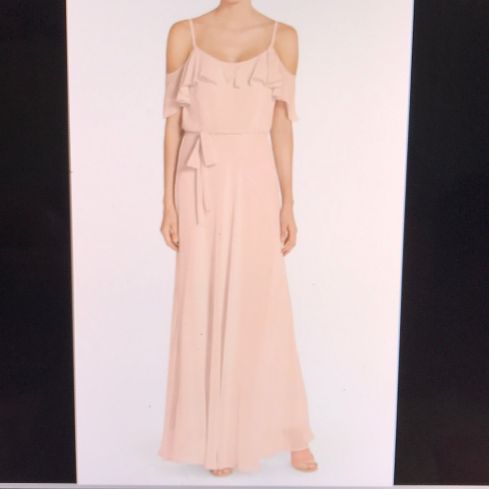 Cold Shoulder A Line Chiffon Gown